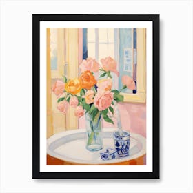 A Vase With Rose, Flower Bouquet 2 Art Print