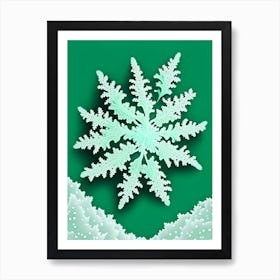 Fernlike Stellar Dendrites, Snowflakes, Kids Illustration 1 Art Print