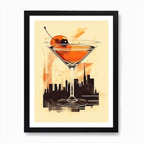 Manhattan Cocktail Mid Century Modern 1 Art Print