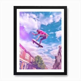 Skateboarding In London, United Kingdom Futuristic 4 Art Print