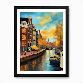 Wall painting print, Amsterdam, Netherlands, landscape art, Van Gogh style, fine art..224 Art Print