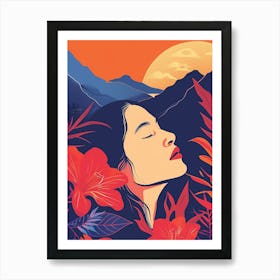 Asian Girl With Flowers 2 Art Print