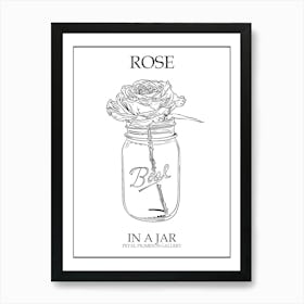 Rose In A Jar Line Drawing 1 Poster Art Print