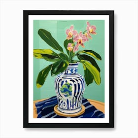 Flowers In A Vase Still Life Painting Orchid 1 Art Print