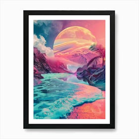 Psychedelic Moon Art Art Print