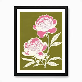 Pink & Green Peony 1 Art Print