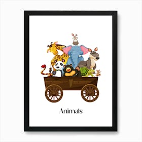 53.Beautiful jungle animals. Fun. Play. Souvenir photo. World Animal Day. Nursery rooms. Children: Decorate the place to make it look more beautiful. Art Print