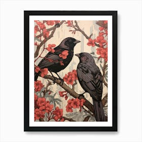 Art Nouveau Birds Poster Raven 2 Art Print