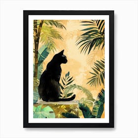 Black Cat In The Jungle animal Cat's life Art Print