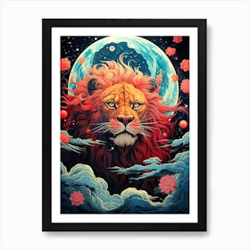 Lion In The Moonlight Art Print