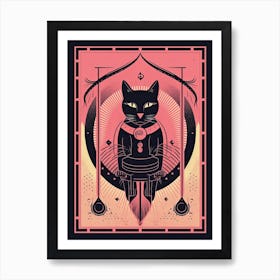 The Hanged Man Tarot Card, Black Cat In Pink 2 Art Print