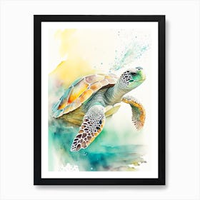 Hatching Sea Turtle, Sea Turtle Storybook Watercolours 1 Art Print