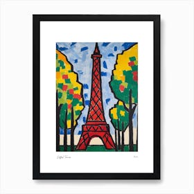 Eiffel Tower Paris Matisse Style 1 Watercolour Travel Poster Art Print