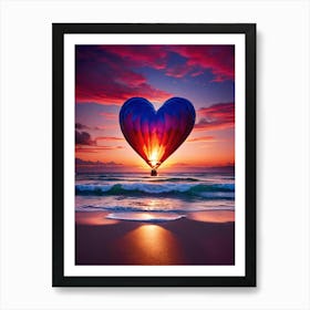 Heart Balloon At Sunset Poster