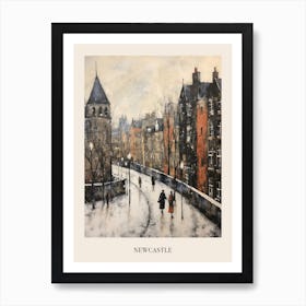Vintage Winter Painting Poster Newcastle United Kingdom Art Print