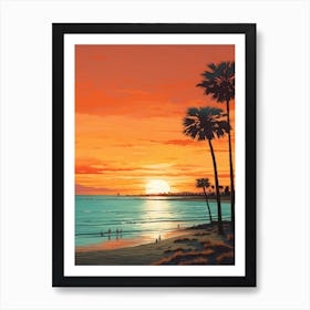 Coronado Beach San Diego California Vibrant Painting 4 Art Print