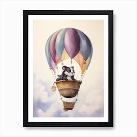 Baby Skunk In A Hot Air Balloon Art Print