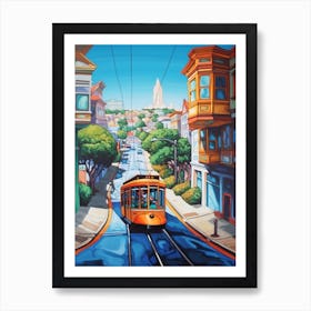 Painting Of San Francisco  In The Style Of Post Modernism Art Print