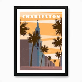 Charleston, USA - Retro travel minimalist poster Art Print