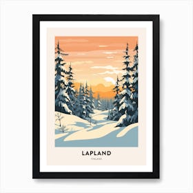 Vintage Winter Travel Poster Lapland Finland 2 Art Print