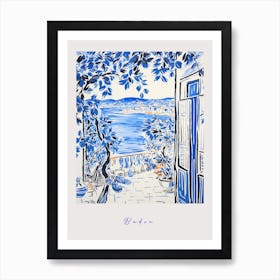 Budva Montenegro 3 Mediterranean Blue Drawing Poster Art Print