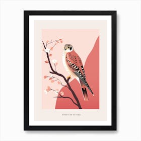 Minimalist American Kestrel 2 Bird Poster Art Print