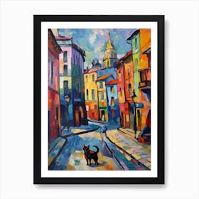 Painting Of Moscow Russia With A Cat In The Style Of Fauvism  4 Art Print