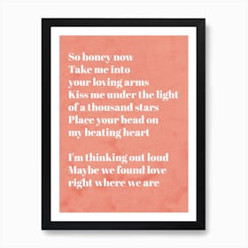 Thinking Out Loud Poem Art Print