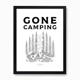 Gone Camping Fineline Illustration Poster Art Print