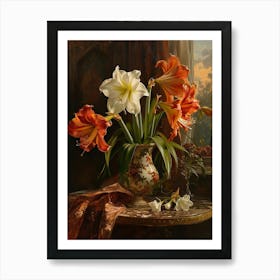 Baroque Floral Still Life Amaryllis 1 Art Print