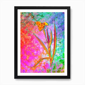 Tiger Flower Botanical in Acid Neon Pink Green and Blue n.0279 Art Print