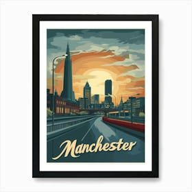 Aihrgdesign A Mid Century Modern Travel Poster For Manchester Art Print