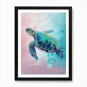 Pastel Pink & Blue Sea Turtle 3 Art Print