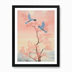 Vintage Japanese Inspired Bird Print Eastern Bluebird 5 Art Print