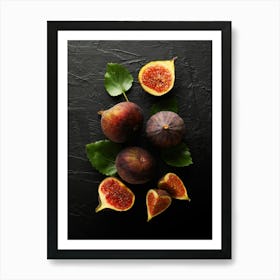 Fresh fig — Food kitchen poster/blackboard, photo art Art Print