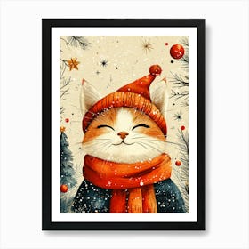 Christmas Cat Art Print