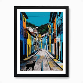 Painting Of A Rio De Janeiro With A Cat In The Style Of Of Pop Art 3 Art Print