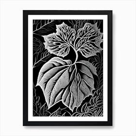 Raspberry Leaf Linocut 7 Art Print
