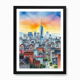 Hong Kong City At Sunset Art Print