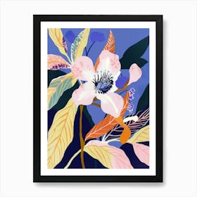 Colourful Flower Illustration Periwinkle 1 Art Print