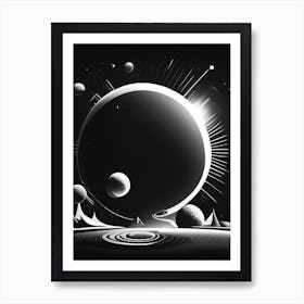 Solar System Noir Comic Space Art Print