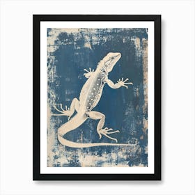 Cyanotype Lizard Inspired Art Print