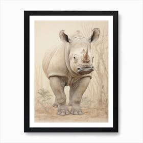 Detailed Rhino Illustration 3 Art Print