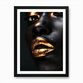 Black Woman With Gold Lips 1 Art Print