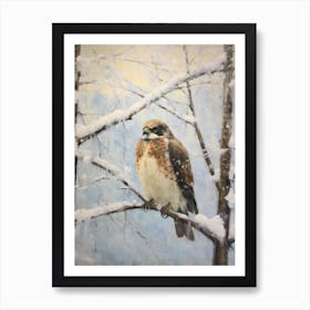 Vintage Winter Animal Painting Falcon 3 Art Print