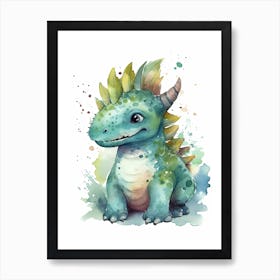 Einiosaurus Cute Dinosaur Watercolour 3 Art Print