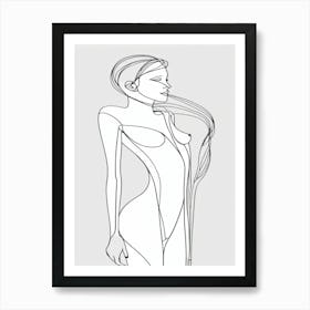 Woman With Long Hair Drawing Art Print