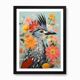 Bird With A Flower Crown Roadrunner 2 Art Print