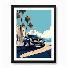 A Cadillac Escalade In French Riviera Car Illustration 4 Art Print