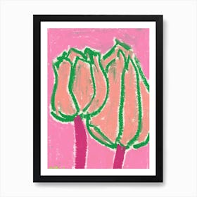 Watermelon Tulips Art Print